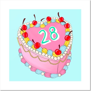 28th Birthday cake Posters and Art